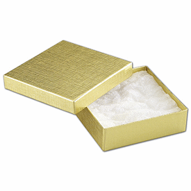 Gold Linen Jewelry Boxes, 5 1/4 x 3 3/4 x 7/8'