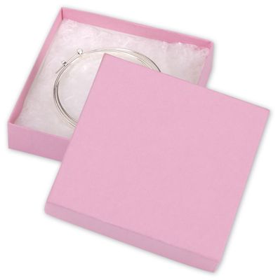 Pink Kraft Jewelry Boxes, 3 1/2 x 3 1/2 x 7/8' - Gifts Baskets Wholesale Supplies Shop
