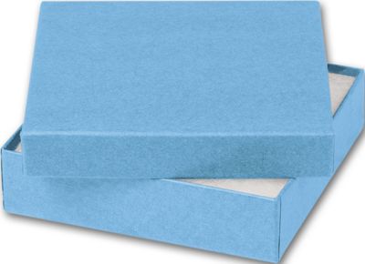 Blue Kraft Jewelry Boxes, 3 1/2 x 3 1/2 x 7/8' - Gifts Baskets Wholesale Supplies Shop