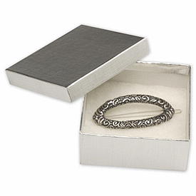Silver Linen Jewelry Boxes, 3 1/2 x 3 1/2 x 1 1/2'