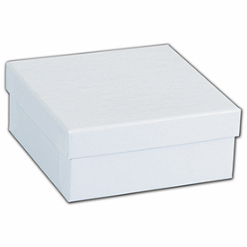 White Krome Jewelry Boxes, 3 1/2 x 3 1/2 x 1 1/2'