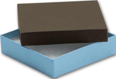 Aqua/Chocolate Duo Jewelry Boxes, 3 1/2 x 3 1/2 x 7/8' - Gifts Baskets Wholesale Supplies Shop