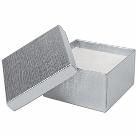 Silver Linen Jewelry Boxes, 3 1/2 x 3 1/2 x 2'