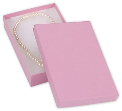 Pink Kraft Jewelry Boxes, 5 7/16 x 3 1/2 x 1' - Gifts Baskets Wholesale Supplies Shop