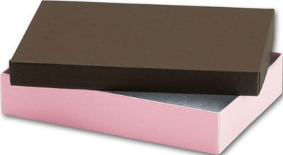 Pink/Chocolate Duo Jewelry Boxes, 5 7/16 x 3 1/2 x 1' - Gifts Baskets Wholesale Supplies Shop
