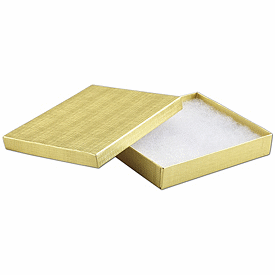 Gold Linen Jewelry Boxes, 6 x 5 x 1'