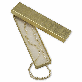 Gold Linen Jewelry Boxes, 8 x 2 x 7/8'