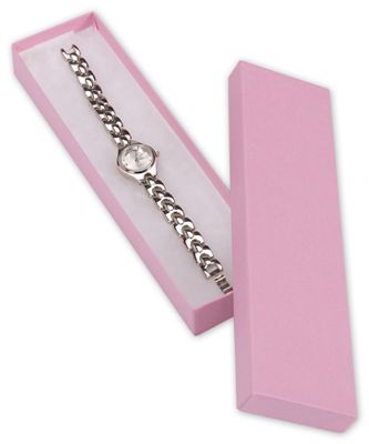 Pink Kraft Jewelry Boxes, 8 x 2 x 7/8' - Gifts Baskets Wholesale Supplies Shop
