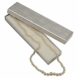 Silver Linen Jewelry Boxes, 8 x 2 x 7/8'