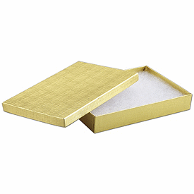 Gold Linen Jewelry Boxes, 8 x 5 1/2 x 1 1/4'