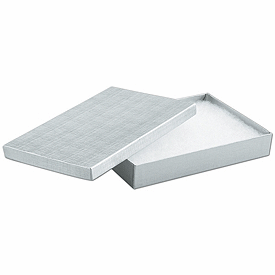 Silver Linen Jewelry Boxes, 8 x 5 1/2 x 1 1/4'