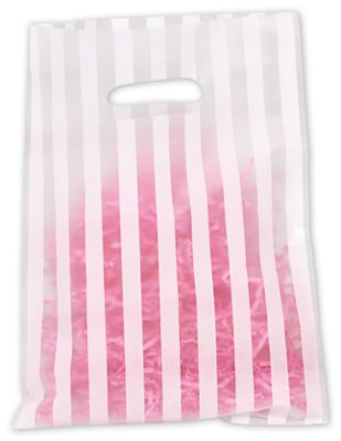 White Stripe Frosted High Density Merchandise Bags, 9x12