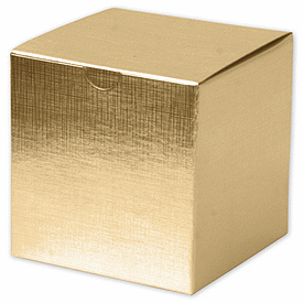 Gold Linen Foil One-Piece Gift Boxes, 4 x 4 x 4