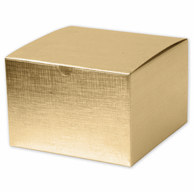 Gold Linen Foil One-Piece Gift Boxes, 6 x 6 x 4