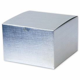 Silver Linen Foil One-Piece Gift Boxes, 6 x 6 x 4