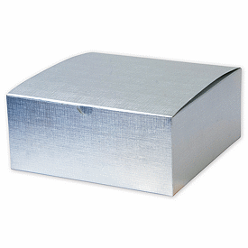 Silver Linen Foil One-Piece Gift Boxes, 8 x 8 x 3 1/2