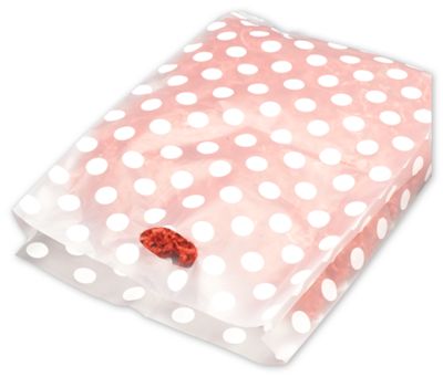 White Dots Frosted High Density Merchandise Bags - Gifts Baskets Wholesale Supplies Shop