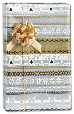 Sweater Print in Silver & Gold Gift Wrap, 30 x 417