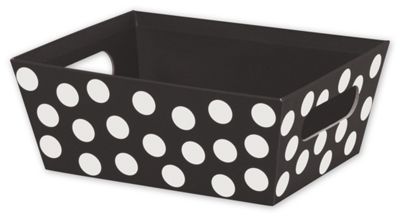 Black & White Dots Market Trays, 9 x 7 x 3 1/2' - Gifts Baskets Wholesale Supplies Shop