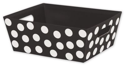 Black & White Dots Market Trays, 12 x 9 1/2 x 4 1/2' - Gifts Baskets Wholesale Supplies Shop