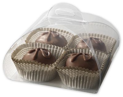 Clear Truffle Totes, 4-Piece, 3 x 3 x 1 5/8' - Gifts Baskets Wholesale Supplies Shop