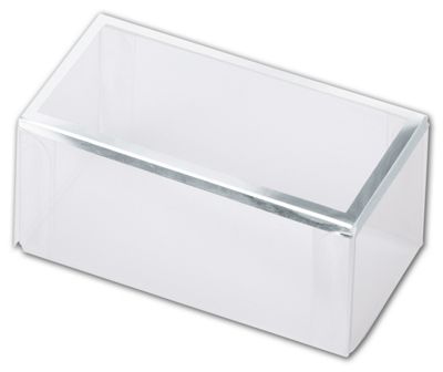 Clear Silver Trimmed Boxes, 2-Piece, 3 x 1 1/2 x 1 3/8