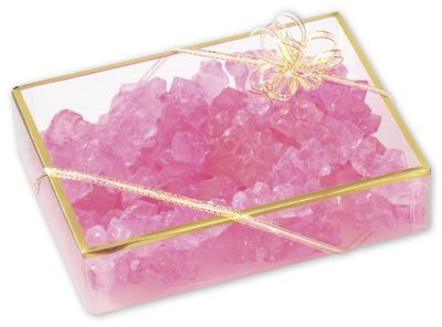 Clear Gold Trimmed Boxes, 2-Piece, 6 x 4 1/2 x 1 3/8' - Gifts Baskets Wholesale Supplies Shop