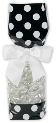 Black and White Cello Bags, 2 x 1 7/8 x 9 1/2' - Gifts Baskets Wholesale Supplies Shop
