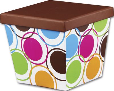 Designer Dots Angled Gourmet Boxes, 5 x 5 x 4 5/8' - Gifts Baskets Wholesale Supplies Shop