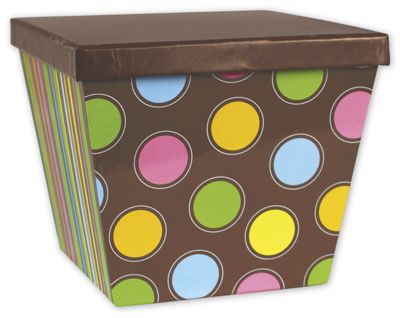 Chocolate Buttons Angled Gourmet Boxes, 6 1/2x6 1/2x5 5/8' - Gifts Baskets Wholesale Supplies Shop