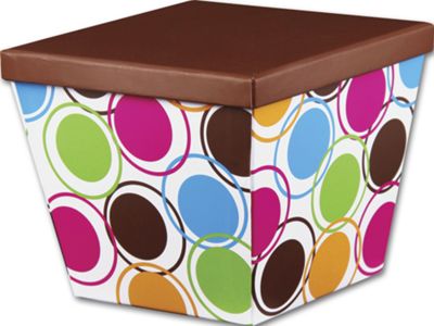 Designer Dots Angled Gourmet Boxes, 6 1/2 x 6 1/2 5 5/8' - Gifts Baskets Wholesale Supplies Shop