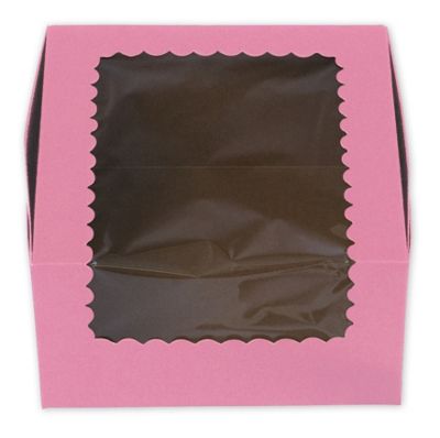 Strawberry Windowed Standard Cupcake Boxes, 4 Cup - Gifts Baskets Wholesale Supplies Shop
