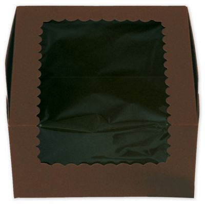 Chocolate Windowed Standard Cupcake Boxes, 4 Cup - Gifts Baskets Wholesale Supplies Shop