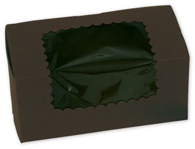 Chocolate Windowed Standard Cupcake Boxes, 2 Cup - Gifts Baskets Wholesale Supplies Shop