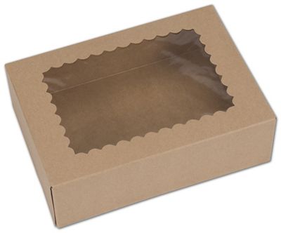 Kraft Windowed Bakery Boxes, 1 Piece, 8 x 5 3/4 x 2 1/2