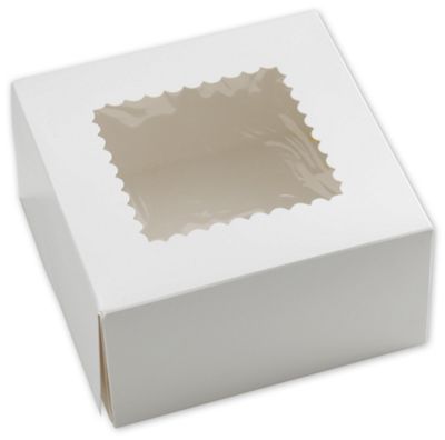 White Windowed Bakery Boxes, 1 Piece, 8 x 8 x 4' - Gifts Baskets Wholesale Supplies Shop