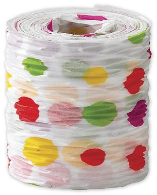 Crinkle Paper Fun Dots Ribbon, 1 1/2 x 25 Yds