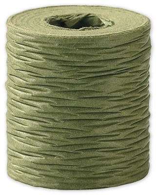 Crinkle Paper Olive Green Ribbon, 1 1/2 x 25 Yds