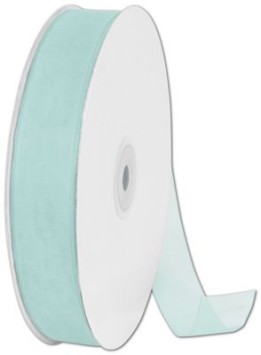 Organdy Aqua Ribbon, 7/8' x 100 Yds - Gifts Baskets Wholesale Supplies Shop