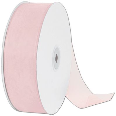 Organdy Light Pink Ribbon, 1 1/2' x 100 Yds - Gifts Baskets Wholesale Supplies Shop