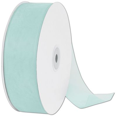 Organdy Aqua Ribbon, 1 1/2' x 100 Yds - Gifts Baskets Wholesale Supplies Shop