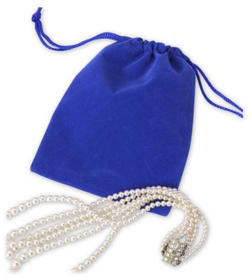Royal Blue Velvet Pouches, 4 x 5 1/2' - Gifts Baskets Wholesale Supplies Shop