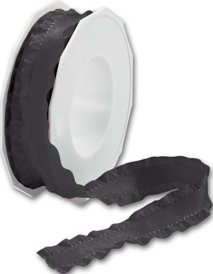 Double Ruffle Black Ribbon, 7/8' x 16 1/2 Yds - Gifts Baskets Wholesale Supplies Shop
