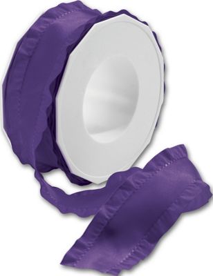 Double Ruffle Plum Ribbon, 1 1/2' x 16 1/2 Yds - Gifts Baskets Wholesale Supplies Shop