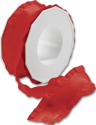 Double Ruffle Red Ribbon, 1 1/2' x 16 1/2 Yds - Gifts Baskets Wholesale Supplies Shop