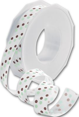 Dazzle Dots Mineral Ice/Turftan Ribbon, 7/8' x 20 Yds - Gifts Baskets Wholesale Supplies Shop