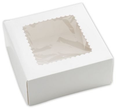 White Windowed Bakery Boxes, 1 Piece, 9 x 9 x 4' - Gifts Baskets Wholesale Supplies Shop