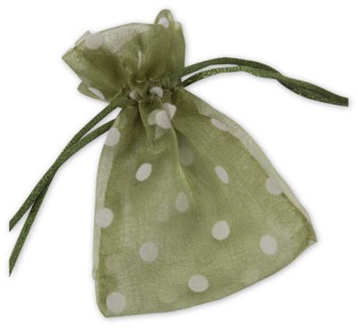 Ivy Polka Dot Organdy Bags, 3 x 4' - Gifts Baskets Wholesale Supplies Shop