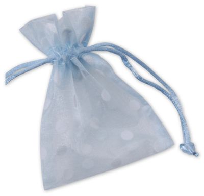 Ocean Polka Dot Organdy Bags, 3 x 4' - Gifts Baskets Wholesale Supplies Shop