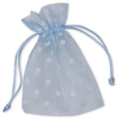 Ocean Polka Dot Organdy Bags, 4 x 6' - Gifts Baskets Wholesale Supplies Shop